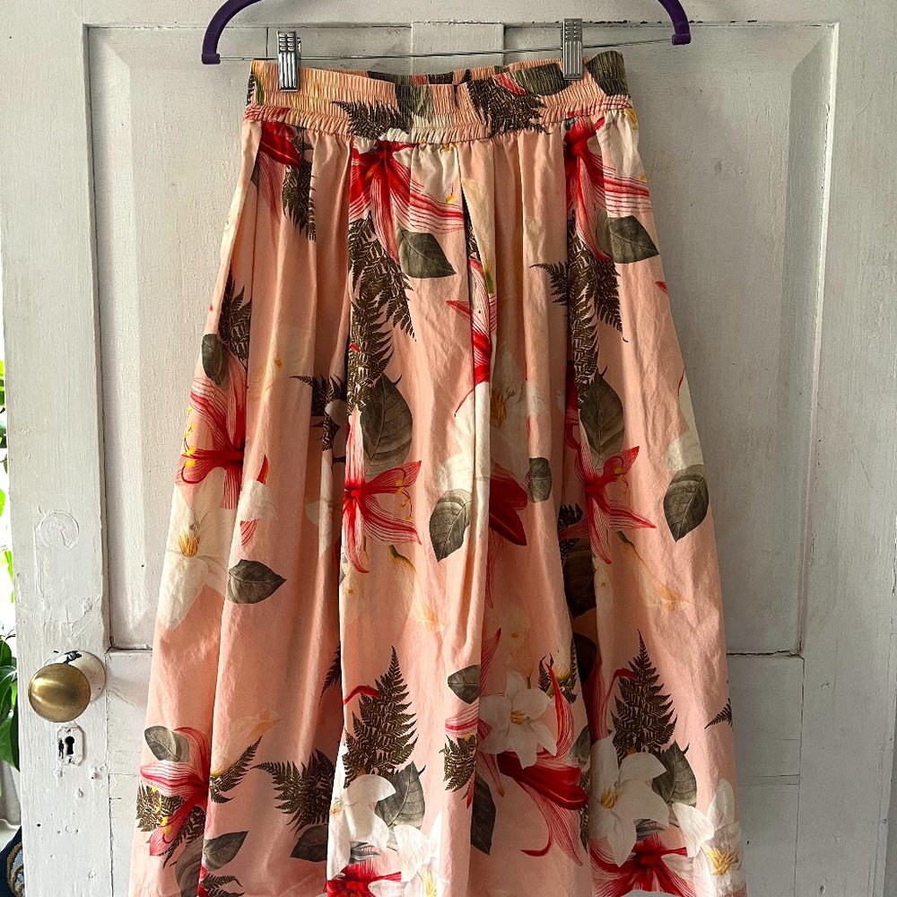 Zara tropical floral midi skirt